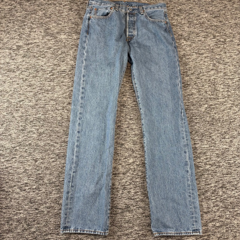 Levi's 501 Jeans Men's W32 L34 Blue Button Fly Straight Leg Actual 32" Inseam